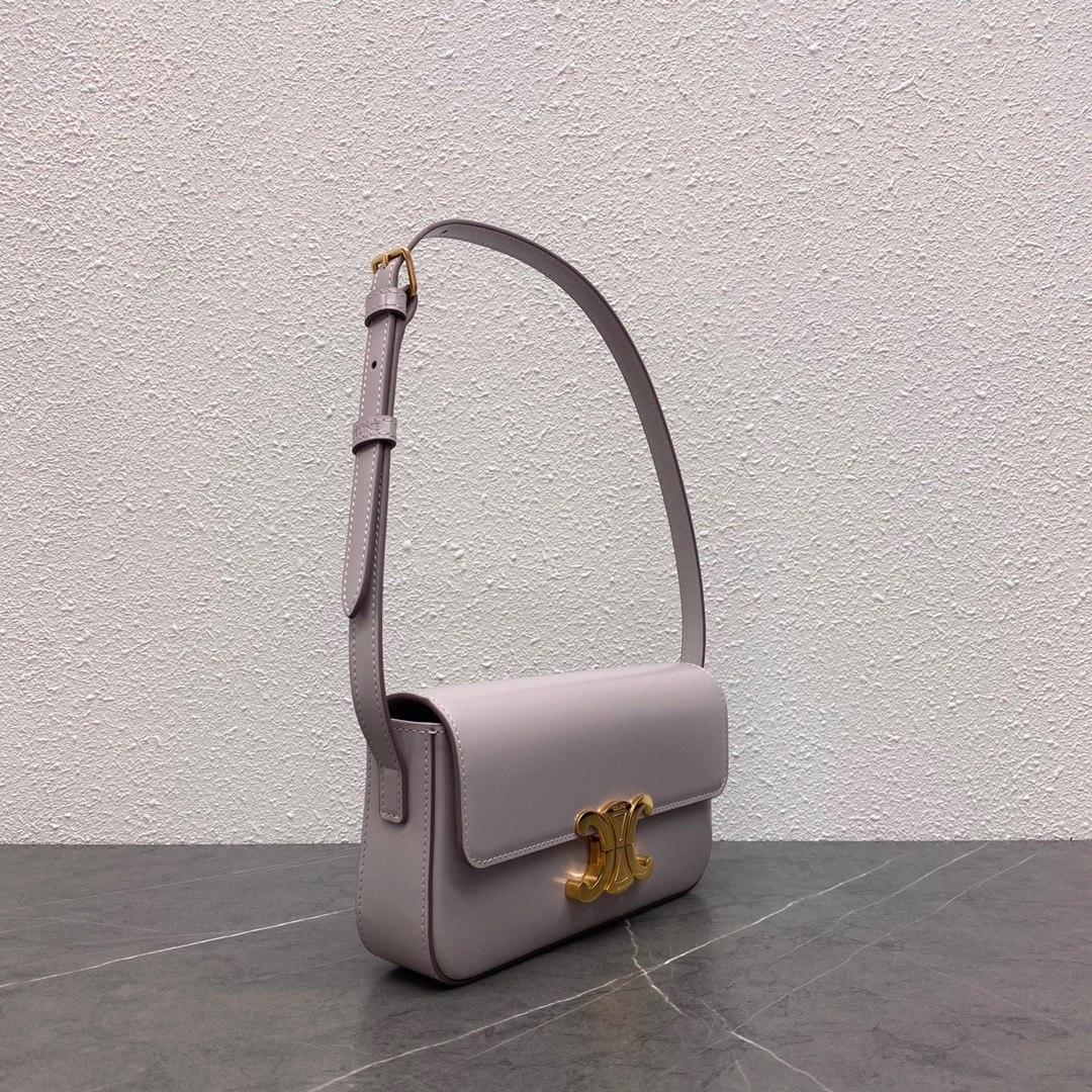 Celine Shoulder Bag Claude In Shiny Calfskin Light Purple/Gold 194143